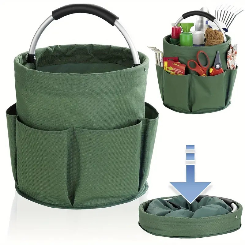 Portable foldable picnic basket, garden tool basket, outdoor carry basket