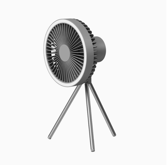 Outdoor Camping Fan Portable Tent Hanging Fan with lighting, Standable Camping Tripod Fan